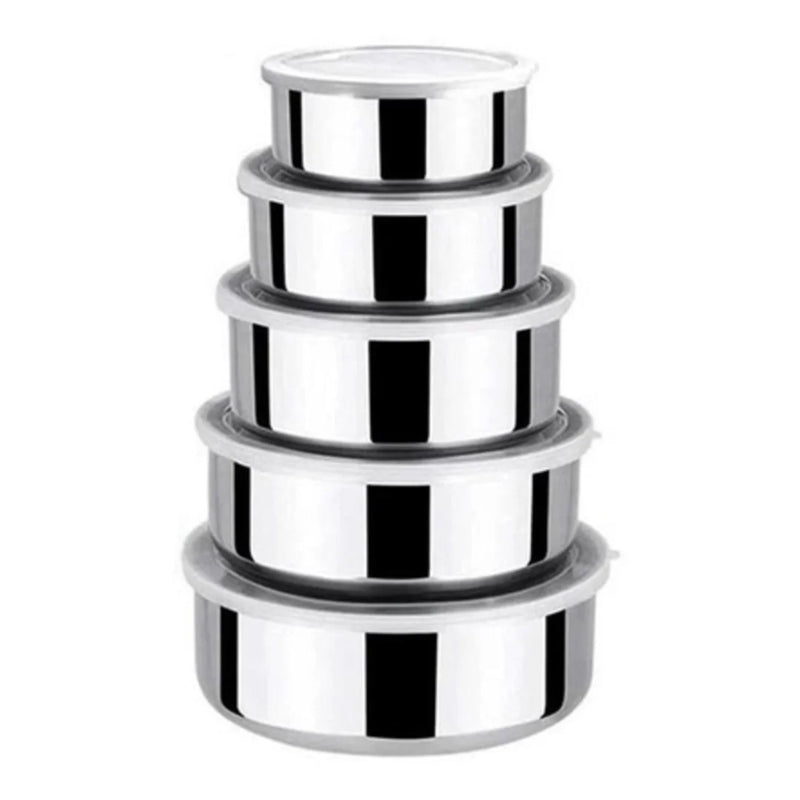 Jogo 5 Potes em Alumínio Com Tampa