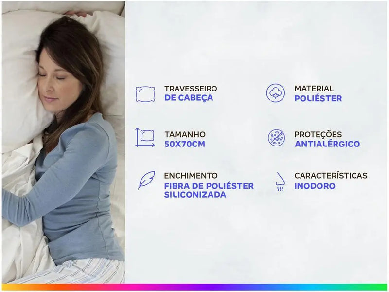 Travesseiro Cabeça Ortobom de Poliéster Nápoles