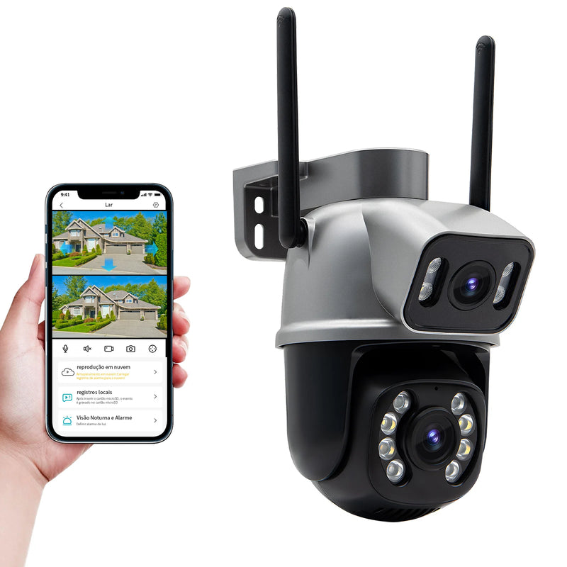 Câmera de Segurança Dupla Wi-fi Smart Angulo Duplo A28B 3mp Icsee