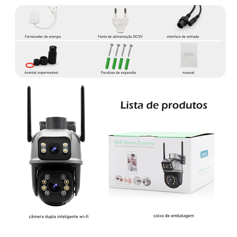 Câmera de Segurança Dupla Wi-fi Smart Angulo Duplo A28B 3mp Icsee
