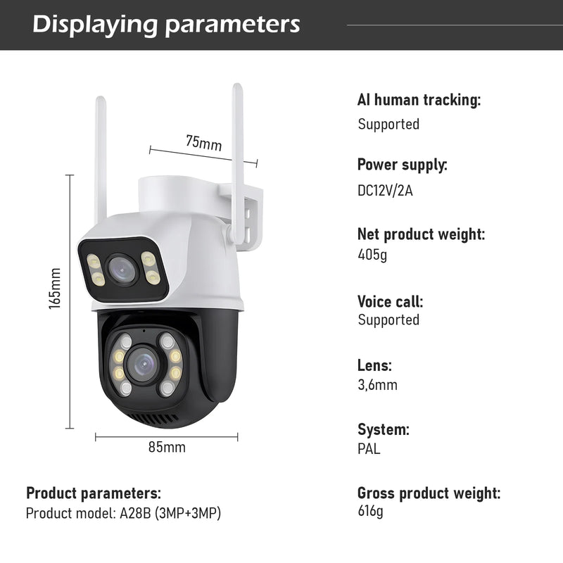 Câmera de Segurança Dupla Wi-fi Smart Angulo Duplo A28B 3mp Icsee