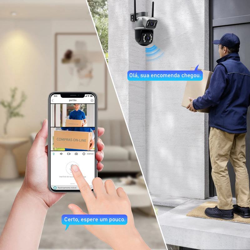 Câmera de Segurança Dupla Wi-fi Smart Angulo Duplo A28B 3mp Icsee